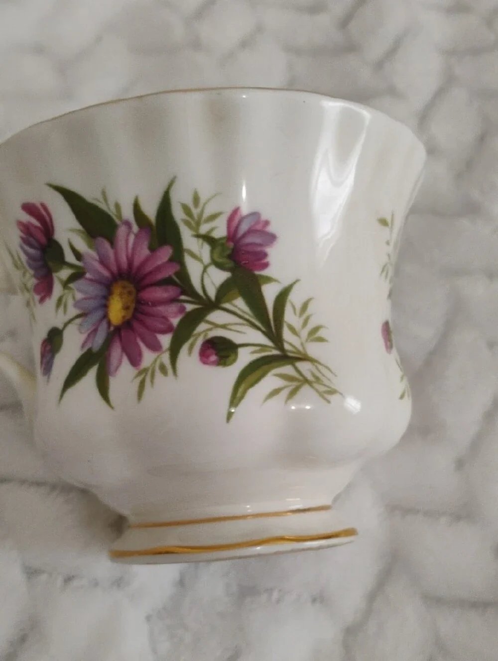 September Floral Bone China Teacup — Pink Daisy Design